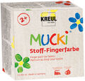 Kreul 28400 Mucki leuchtkräftige Stoff-Fingerfarbe Gelb Rot Blau Grün 4 x 150 ml