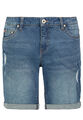 Sublevel Damen Jeans Bermuda Shorts Kurze Hose Stretch Blau Destroyed Used Denim