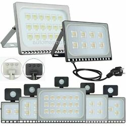 10-500W LED Fluter mit Bewegungsmelder/Stecker Außen Strahler Scheinwerfer IP65