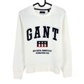 GANT Damen Weiß Logo Rundhals Pullover Sweatshirt GRÖSSE S