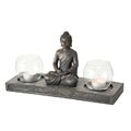 Buddha Windlicht Kerzenhalter Teelichthalter mit Glas 32 cm  Meditation 2851900