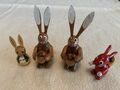 Konvolut: 4 Holz Figuren Osterhase - Erzgebirge - Vintage - Handarbeit