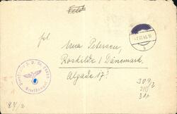 (X4279) FP # 29685, Pio. Btl. 327 nach Roskilde / Dänemark 1940 + Inhalt +Zensur