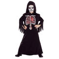 KINDER SENSENMANN KOSTÜM Halloween Karneval Tod Zombie Robe mit 3D Knochenbrust