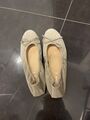 schuhe, Ballerina, Größe 42, aus Leder, beige