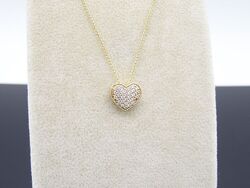 HERZ COLLIER IN 585 / 14 K GELBGOLD CA. 0,155 CT. G / SI BRILLANTEN