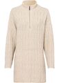 Langer Pullover mit Zopfmuster Gr. 52/54 Kieselbeige Damen Strickpullover Neu*