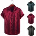 Herren Streetwear Seidensatin Jacquard Rose Bedruckt Locker Kurzarm Hemd