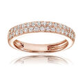 18K Rose Gold over Silver Cubic Zirconia 2-row Round-cut Eternity Band Ring