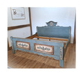 Voglauer Doppelbett Bett Holzbett Bauernbett Schlafzimmer Landhaus 1700 blau