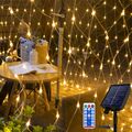 Solar LED Lichternetz 6x4m Lichterkette mit USB Ladung Fernbedienung 8Modi Timer