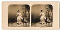 Stereo-Fotografie NPG, Berlin-Steglitz, junge Brünette Dame im hellen Abendklei 