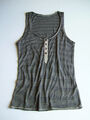 Zara Shirt Top Tank-Top Tunika Viskose-Jersey schwarz/taupe geringelt Gr. S - M