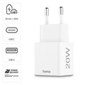 Hama Handy Ladegerät Schnellladegerät 1x USB-C 1x USB-A 20W PD Netzteil Adapter 