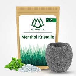 Mentholkristalle Sauna 50g + Sauna Aromaschale aus Speckstein Sauna Zubehör