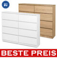 Schöne moderne Kommode mit 8 Schubladen 120 cm Sideboard  Schrank Weiß Sonoma