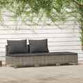 3-tlg. Garten-Lounge-Set mit Kissen Grau Poly Rattan