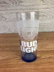 Bud Light Pint Glas klar mit Radierung und blauem Sockel 7" hoch