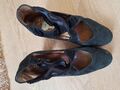 Riemchen Pumps schwarz, Gr. 37,5, 4,5 Gabor, 6 cm Absatz, Wildleder Velourleder