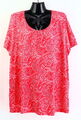 T-Shirt mit V-Ausschnitt Gr. 48/50 Pink Damen Kurzarmshirt Bluse Oberteil Neu