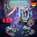 Technik Ferngesteuert Bauspielzeug mit LED Licht 4 in 1 RC Roboter Tracked Racer