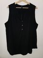 Schwarz leicht transparent "H&M" Basic Uni einfarbiges Top Tanktop Bluse in L