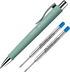 Faber-Castell Kugelschreiber Poly Ball XB Mintgrün + 2 Passende XB Minen