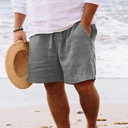 Kurze Hosen Hawaii-Shorts Unterteile Leinen Sommer Baumwolle Strand Herren N