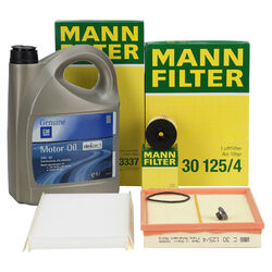 MANN Filterset + 5L ORIGINAL 5W30 dexos1 Gen3 Öl für OPEL CORSA C 1.0 1.2 1.4