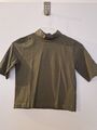 Tshirt, khaki, Stehkragen, Rollkragen, cropped, S