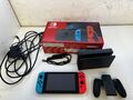 Nintendo Switch Konsole Neon-Rot/Neon-Blau / V2 / alle Kabel / OVP - Gut