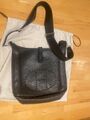 Damen Leder Taschen - Hermes Black Leather Bag Evelyne 