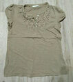 T-Shirt Kurzarmshirt Damenshirt mit Spitzeneinsatz khaki