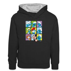 Die Schlümpfe Kacheln Teenager Kontrast-Hoodie