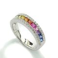 Rainbow-Ring Saphire feinste Farben Brillanten 750-Weißgold multicolor neu