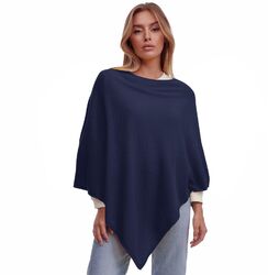 Gloop Damen Kaschmir Wolle Poncho Strickpullover mit Ärmel Made in Italy S-XL