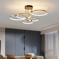 LED Deckenleuchte Modern Design Deckenlampen Gold 5-Ring Lampen Dimmbar Wohnzimm