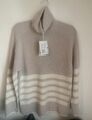 COS Strickpullover Rollkragen Beige Weiß NEU mit Etikett XS 