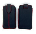 Handy Tasche Schutz Hülle Slim Case Etui schwarz-rot mit Klettverschluss