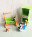 Kinderzimmer Puppenhaus Baby Wiege aus 5304+Kleinkind+Teddy+Schaukelpferd+Regal