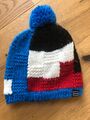 Mütze Strick Fleece Bommel Icepeak rot blau schwarz weiss