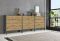 BMG Möbel Sideboard Mailand Set 4, grifflos, Metallfüße, Anthrazit/Artisan Eiche