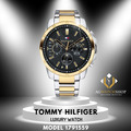 Tommy Hilfiger Herren Quarz Edelstahl schwarzes Zifferblatt 46 mm Uhr 1791559