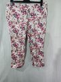 GOK for TU Freizeithose rosa Blumen Slim Cropped Leg Stretch Baumwolle Gr. 20