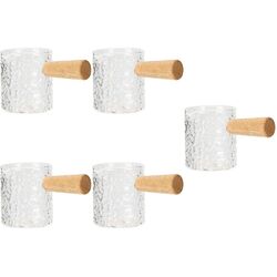  5 PCS Glas Holz Kaffeetasse Milchbecher Klare Espressotassen