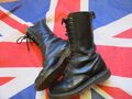 VINTAGE 1980ER DOC MARTEN DR MARTENS 14 Augenloch SCHWARZ Leder STIEFEL GRÖSSE UK 6