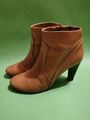 Belmondo High Heels Gr 37 Echtleder Stiefeletten, Winter Stiefel, Cognacfarbe. 