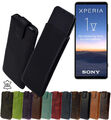 Suncase® Hülle Tasche Echt Leder Handyhülle Slim Case Etui für Sony Xperia 1 V