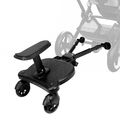 Buggy Board Kiddy Board mit Sitz Trittbrett für Kinderwagen Mitfahrbrett Schwarz