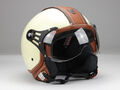 Jethelm, Motorradhelm, Rollerhelm, Beige Glanz, Matt-Schwarz, S-XL, ECE R 22-06